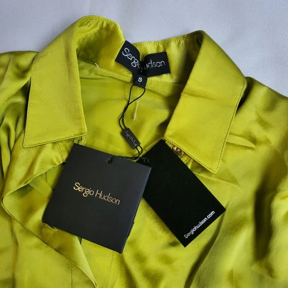 NWT$995 Sergio Hudson Silk Blouse Button Up Bodysuit Sz Small